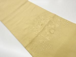手織り紬汕頭刺繍花更紗模様洒落袋帯